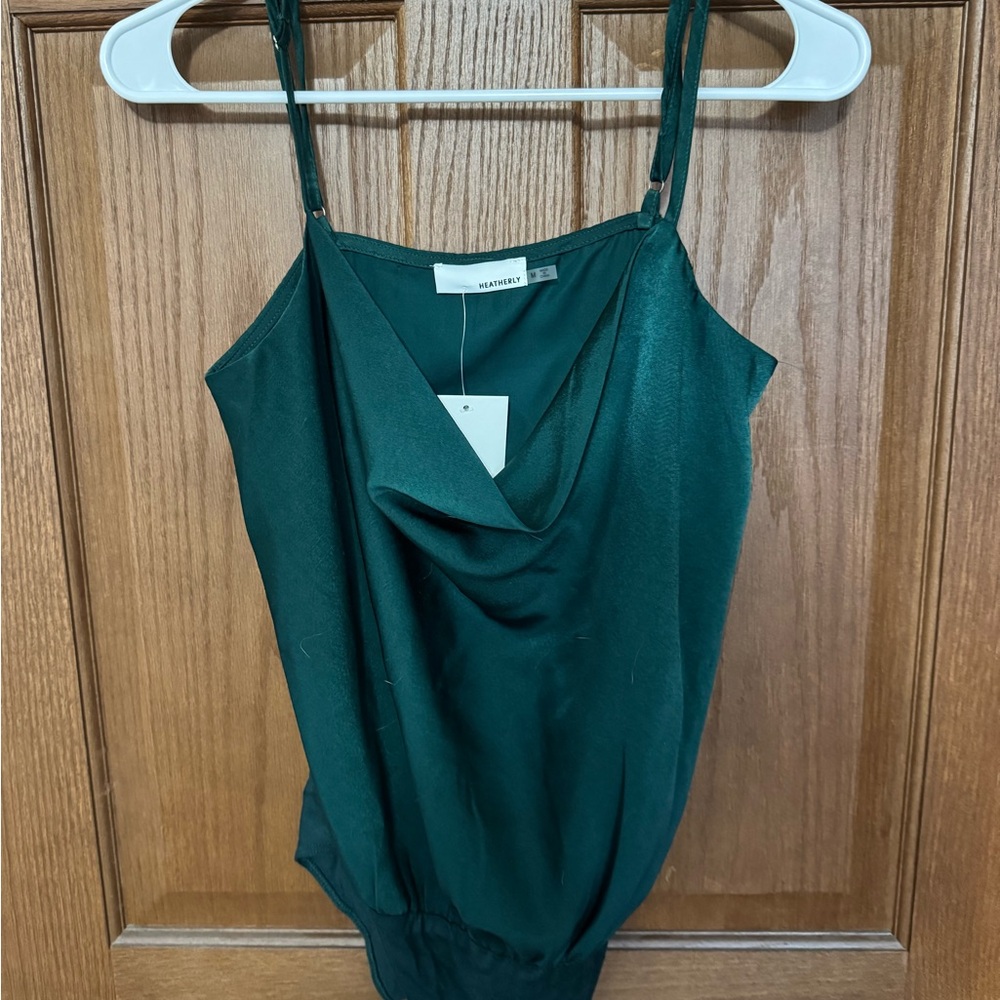 Green Draped Bodysuit